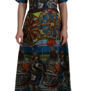Dolce & Gabbana Multifarver Sicily Silke A-line Long Gown Kjole
