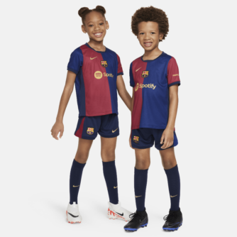FC Barcelona 2024/25 Stadium Home Nike Football Replica-sæt i tre dele til mindre b⌀rn - blå