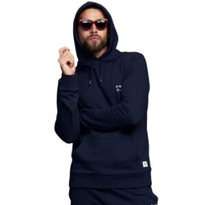 Frank Dandy Unisex Solid Hoodie Marineblå bomuld Medium Herre