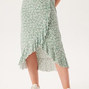 Happy Holly Selima Frill Wrap Skirt Green/Floral 32/34