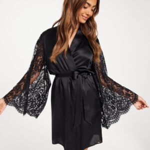 Hunkemöller - Sort - Kimono Silk Lace Sleeve
