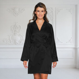 Lady Avenue Satin kimono, sort, Størrelse: XS, Dame