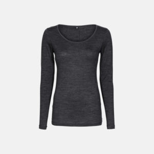Langærmet t-shirt | Økologisk uld | Mørk grå