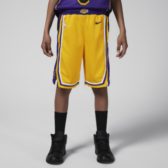 Los Angeles Lakers 2023/24 Icon Edition Nike NBA Swingman-shorts til st⌀rre b⌀rn (drenge) - gul