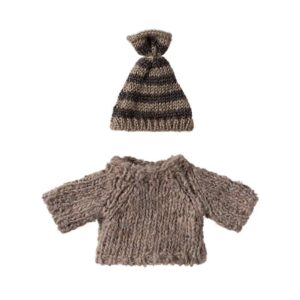 Maileg Strikket Sweater og Hue - Mus - Storebror