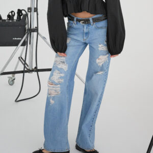 Nelly - Blå - Low Waist Loose Jeans