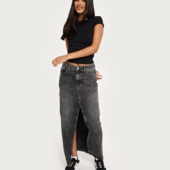 Nelly - Grå - Long Denim Skirt
