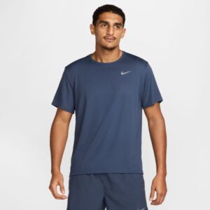 Nike Dri-FIT UV Miler T-shirt L Herre Blå - Svedtransporterende, UV-beskyttelse til løb