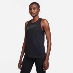 Nike Drifit Graphic Træningstop Dame Xs Sort
