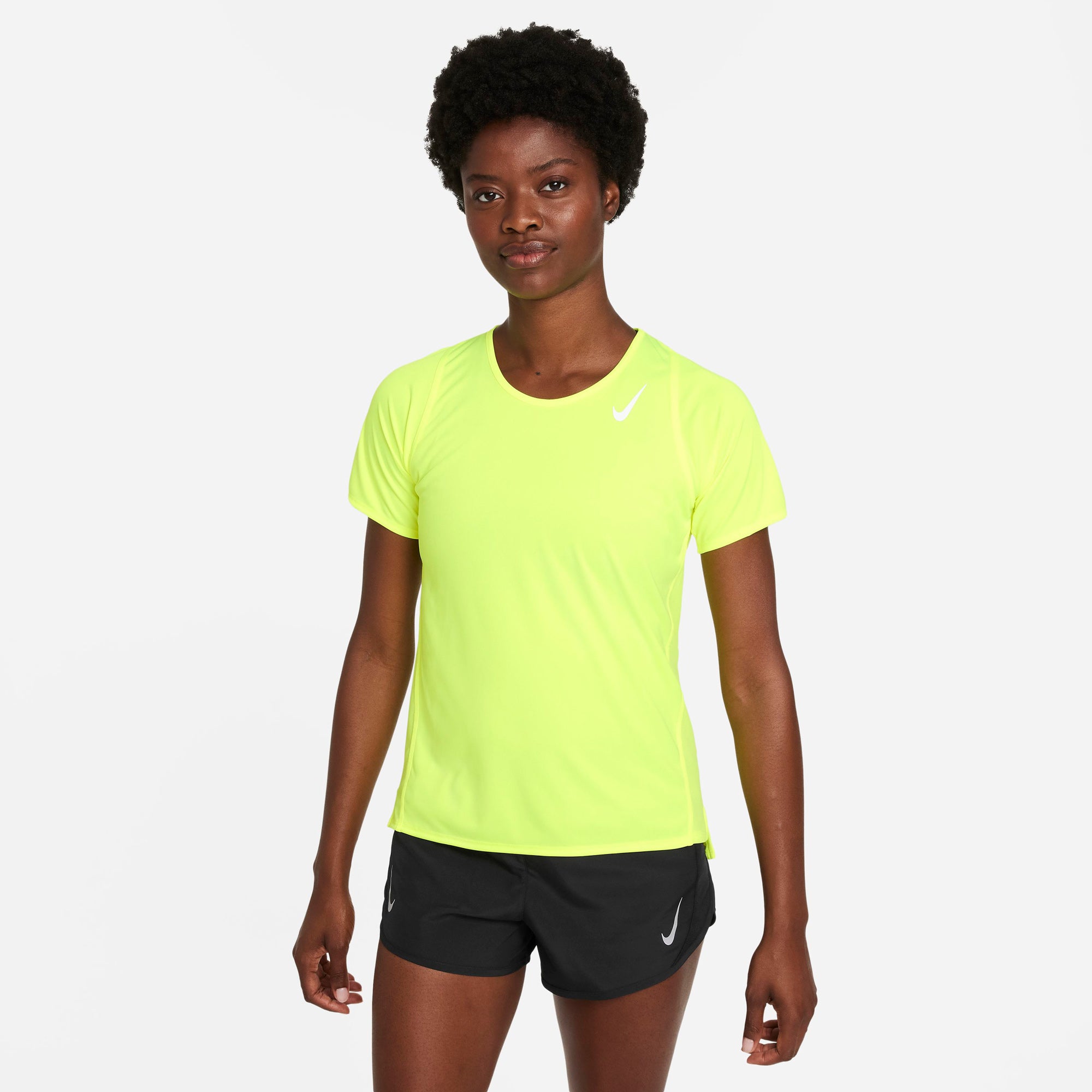 Nike Drifit Race Løbe Tshirt Dame Xs Gul Nike Drifit Race Løbe Tshirt Dame Xs Gul