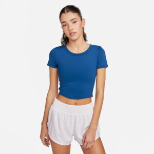Nike One Fitted Drifit Cropped Tshirt Dame Xl Blå