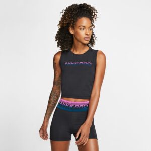 Nike Pro Cropped Top Dame L Sort