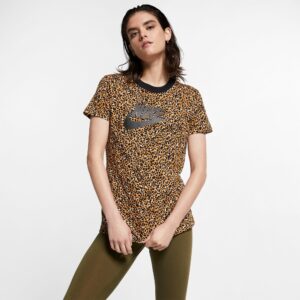 Nike Sportswear Print Ss Top Dame Xs Gul