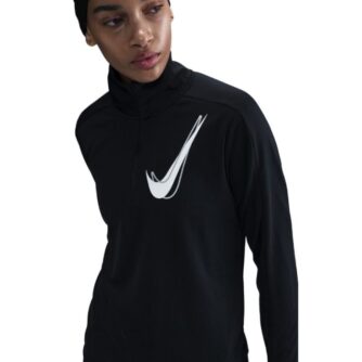 Nike Swoosh Half Zip Langærmet Mellemlag Str. L Sort til Dame - Perfekt til løb og træning