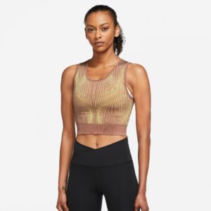 Nike Yoga Drifit Advance Crop Træningstop Dame Brun
