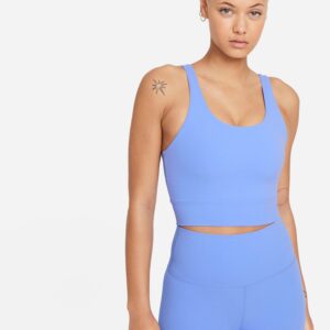 Nike Yoga Luxe Infinalon Crop Træningstop Dame Xs Blå