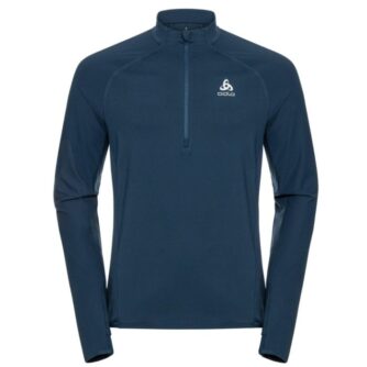 Odlo Midlayer 1/2 Zip Zeroweight Str. S - Dame, Blå, Reflekterende & Varmeisolerende