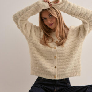 Only - Beige - Onlandrea Life Ls O-Neck Cardigan K