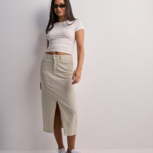 Only - Beige - Onllola Hw Long Slit Skirt Cc Pnt