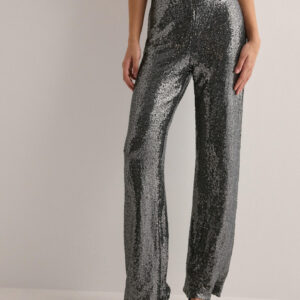 Only - S⌀lv - Onlsteo Life Hw Str Sequin Pant Tlr