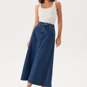 Pieces Pcabbi Mw A-shape Ankle Skirt Medium Blue Denim XS