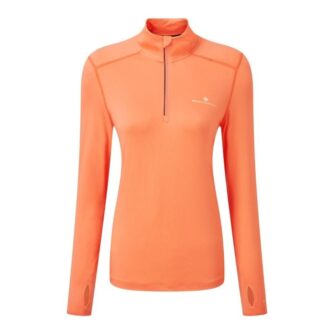 Ronhill Tech Termal 1/2 Zip Tee Dame, Str. L - Letvægts & Åndbar Løbetrøje i Orange