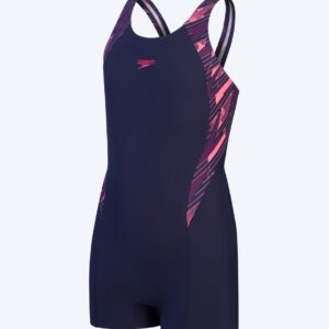 Speedo badedragt med ben til piger - Hyperboom Splice - Mørkeblå/pink