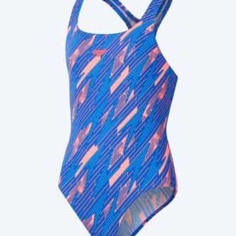 Speedo badedragt til piger - Hyperboom Allover Medalist - Mørkeblå/orange