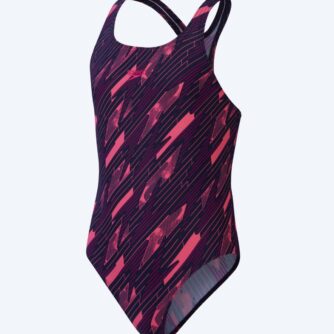 Speedo badedragt til piger - Hyperboom Allover Medalist - Mørkeblå/pink
