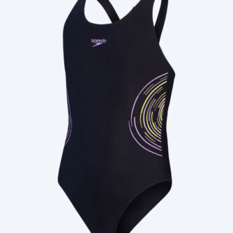 Speedo badedragt til piger - Plastisol Placement Muscleback - Sort/lilla