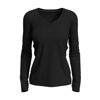 Stedman Claire V-neck Long Sleeve Sort ringspundet bomuld Small Dame Stedman Claire V-neck Long Sleeve Sort ringspundet bomuld Small Dame