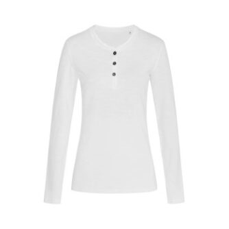 Stedman Sharon Henley Long Sleeve For Women Hvid ringspundet bomuld Small Dame