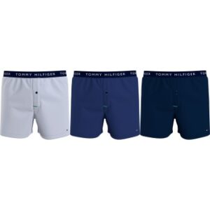 Tommy Hilfiger 3P Recycled Cotton Woven Boxer Shorts Blå/Grå bomuld Medium Herre