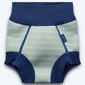 Watery blebadebukser til børn - Neoprene Swim Nappy - Nordic Green Stripes