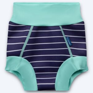 Watery blebadebukser til børn - Neoprene Swim Nappy - Turquoise Stripes