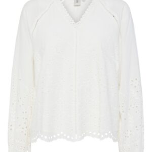Y.A.S - Bluse - Yas Luma Ls V-Neck Top S. - Star White