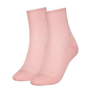 Calvin Klein Strømper 2P Short Sock Roll Top Lyserosa Str 39/42 Dame