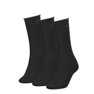 Calvin Klein Strømper 3P Emma Roll Top Crew Socks Sort Strl 37/41 Dame