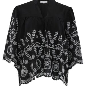 Continue - Bluse - Isa Embrodery - Black Ground W. White