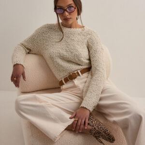 Only - Beige - Onlgloria Ls Popcorn O-Neck Knt