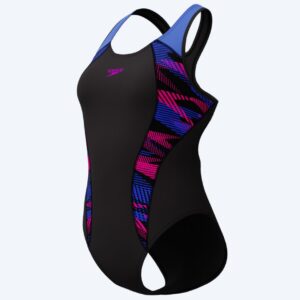 Speedo badedragt til damer - Placement Laneback - Sort/lilla