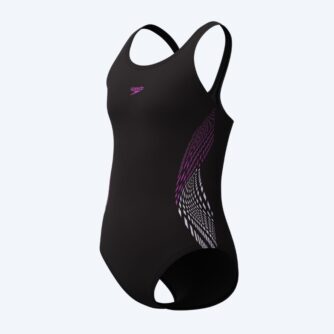 Speedo badedragt til piger - Placement Muscleback - Sort/pink