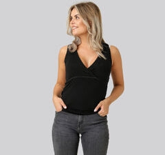 Bambus V-hals top i sort