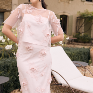 Bubbleroom Occasion 3D Floral Straight Ankle Skirt Light pink XS