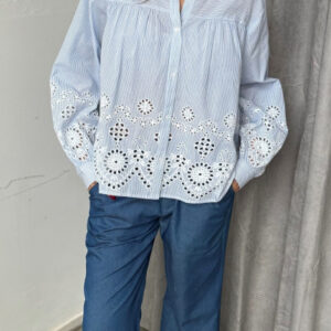 Continue - Skjorte - Sanna Embrobery - Blue Stripe (Levering midt april)
