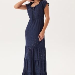 Happy Holly Jersey Broderie Anglaise Maxi Dress Dark blue 32/34