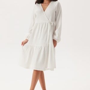 Happy Holly Jersey Structure Wrap Dress White 32/34
