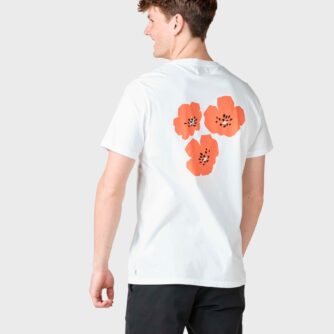 Klitmøller Collective - Oskar tee - White/mandarin flowers - S