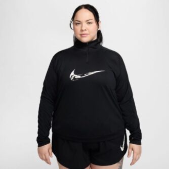 Nike Dri-FIT Swoosh Half-Zip Mellemlag (Plus Size) 1X Sort til Dame - Komfortabel og åndbar