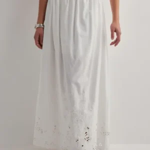 Selected Femme - Hvid - Slfdahlia Hw Ankle Broderi Skirt B